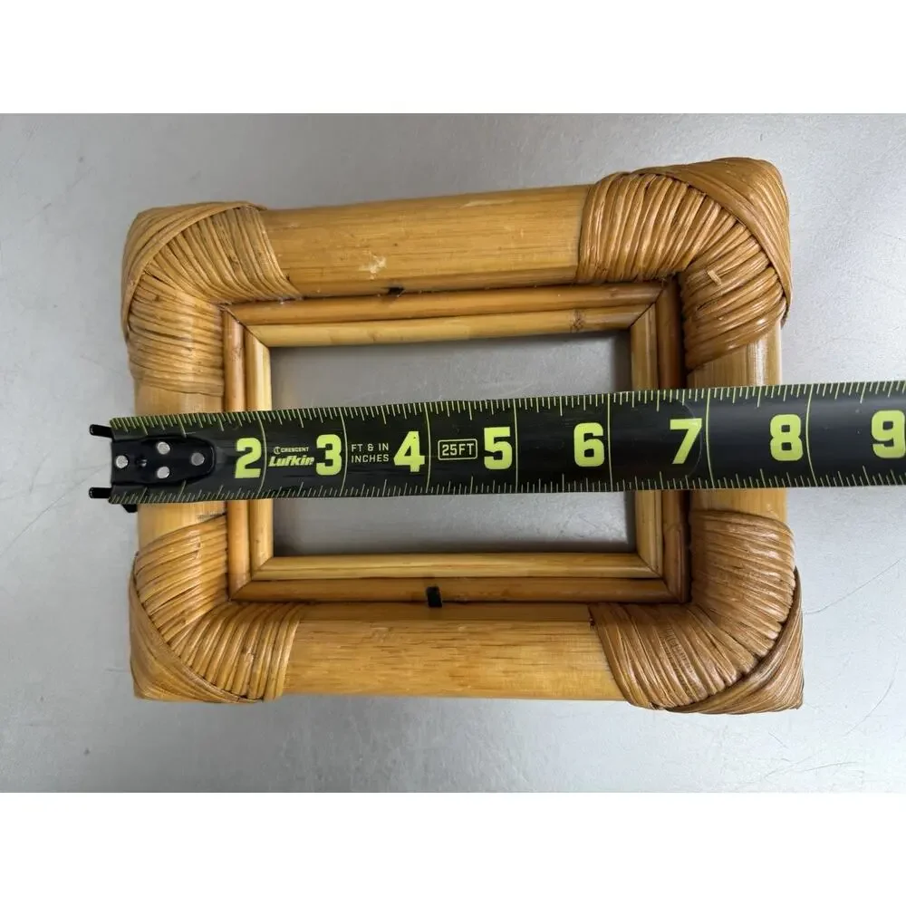 Vintage Bamboo Rattan Easel Picture Frame Boho MCM Decor No Glass 8 X 6in